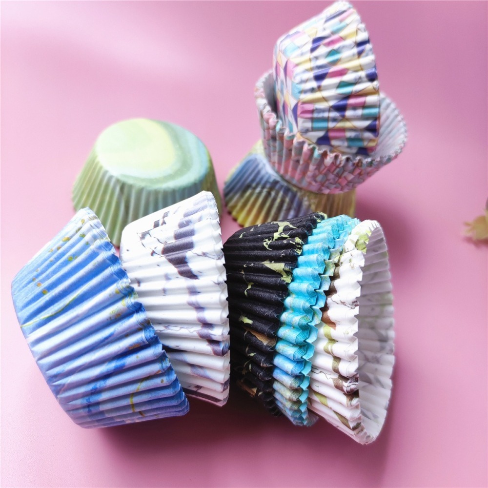 ◎中號11cm◎大理石花紋幾何圖案PVC筒裝耐高溫防油紙杯(約100只入)/馬芬烘焙紙杯/糯米糍紙托雪媚娘紙杯/戚風杯子-細節圖5