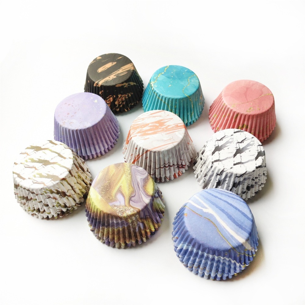 ◎中號11cm◎大理石花紋幾何圖案PVC筒裝耐高溫防油紙杯(約100只入)/馬芬烘焙紙杯/糯米糍紙托雪媚娘紙杯/戚風杯子-細節圖7