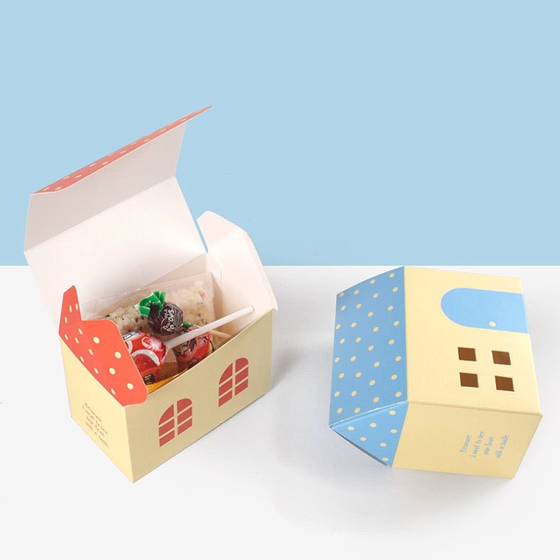 ◎5只入◎彩色城堡簡約可愛糖果餅乾包裝盒/牛軋糖餅乾糖果盒/滿月回禮婚禮喜糖禮物盒/兒童節亮麗彩色房子包裝紙盒-細節圖6