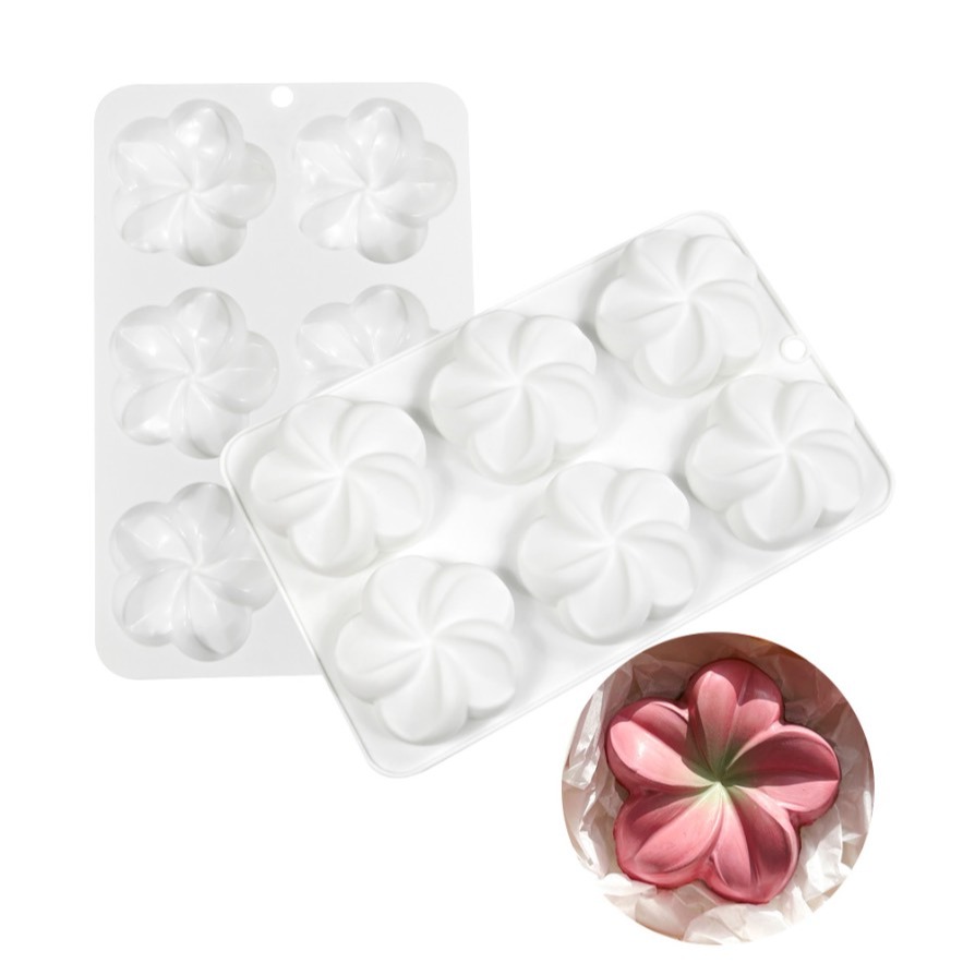 ◎6連◎法式雞蛋花造型淋面矽膠蛋糕模/巧克力冰淇淋布丁慕斯模具/花朵造型烘焙模具/香氛蠟燭手工皂模-細節圖2