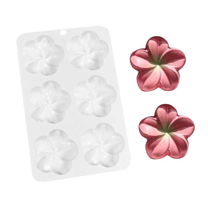 ◎6連◎法式雞蛋花造型淋面矽膠蛋糕模/巧克力冰淇淋布丁慕斯模具/花朵造型烘焙模具/香氛蠟燭手工皂模-細節圖3