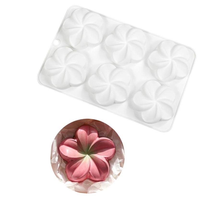 ◎6連◎法式雞蛋花造型淋面矽膠蛋糕模/巧克力冰淇淋布丁慕斯模具/花朵造型烘焙模具/香氛蠟燭手工皂模-細節圖4