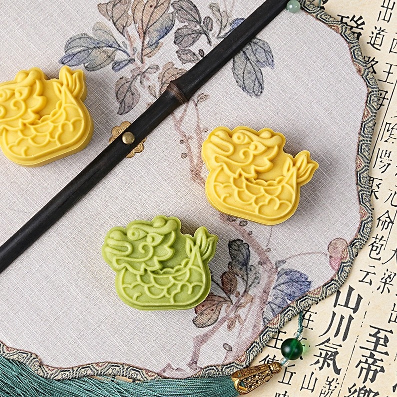 ◎50g◎端午節龍舟造型月餅模(1桶+1花片)/食品級手工壓模/中秋冰皮月餅模/鳳梨酥綠豆糕模-細節圖2