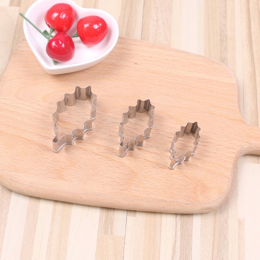 ◎3件組◎聖誕冬青葉造型不銹鋼餅乾切模/水果切模/水滴翻糖模/烘焙模具/聖誕葉英式糖花DIY餅乾模/饅頭黏土模-細節圖3