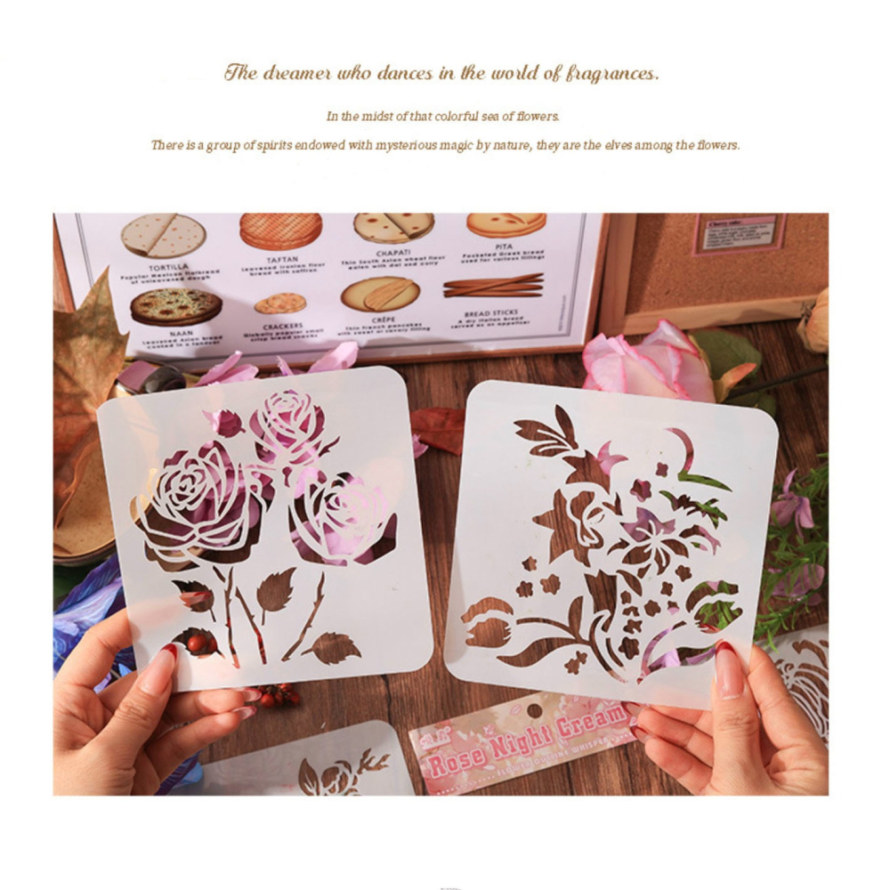 ◎6件套◎花卉系列生日蛋糕糖霜粉篩鏤空模板/翻糖蛋糕裝飾/咖啡糖粉歐包篩/噴畫模/拉花模/噴花模板/繪畫模板-細節圖3