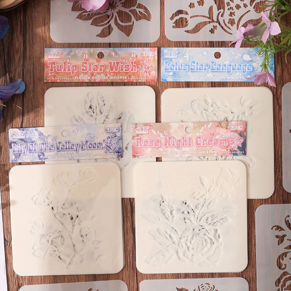 ◎6件套◎花卉系列生日蛋糕糖霜粉篩鏤空模板/翻糖蛋糕裝飾/咖啡糖粉歐包篩/噴畫模/拉花模/噴花模板/繪畫模板-細節圖6