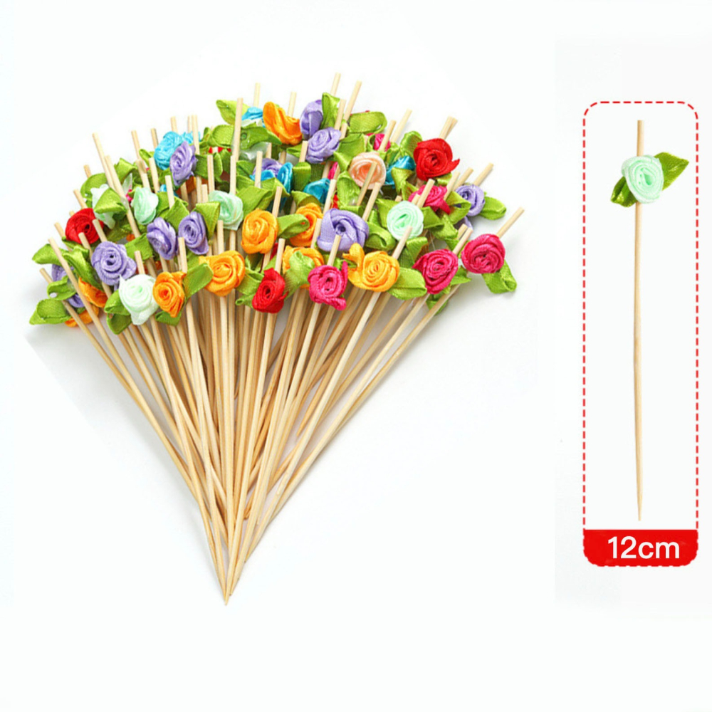 ◎20支◎木質緞帶玫瑰冰糖葫蘆竹籤/一次性漢堡造型水果籤/家庭親子DIY烘焙製作工具/中秋節派對雞尾酒籤-細節圖4