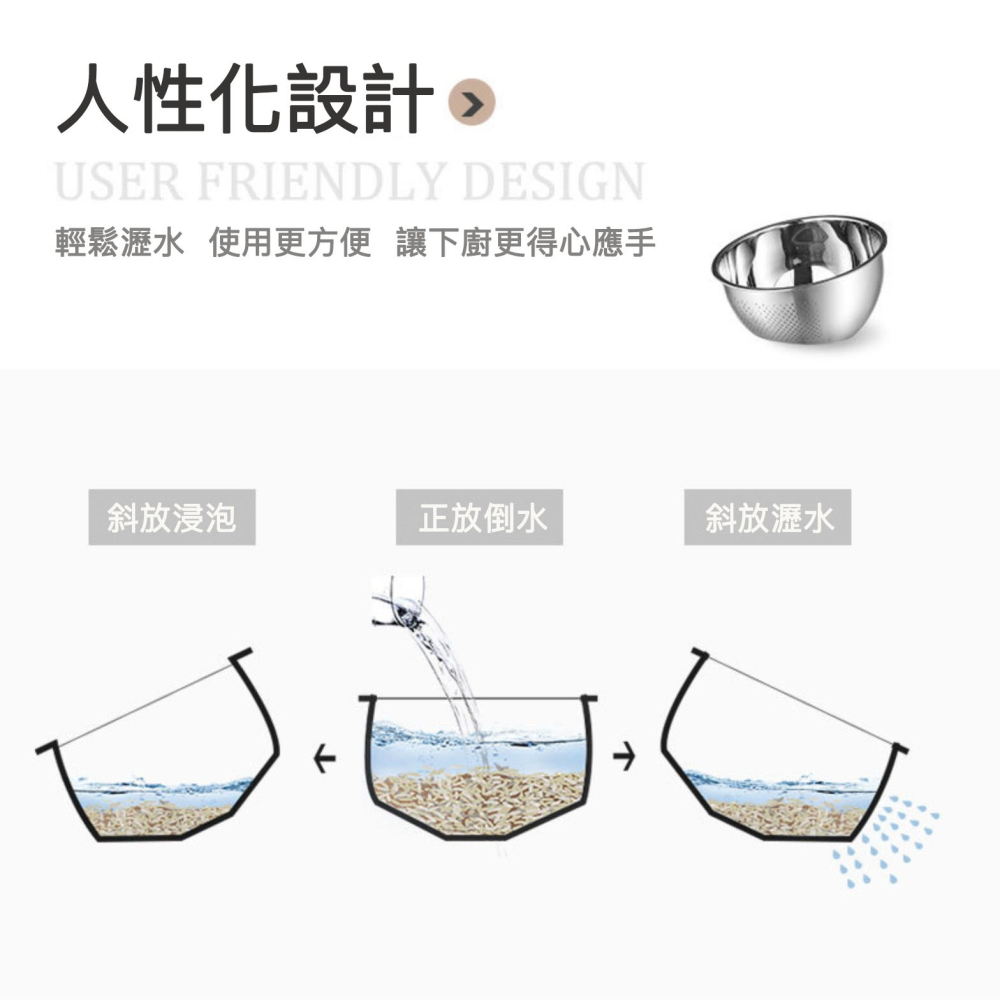 304不銹鋼淘米器/淘米盆/蔬果瀝水盆/多功能廚房用具-細節圖7