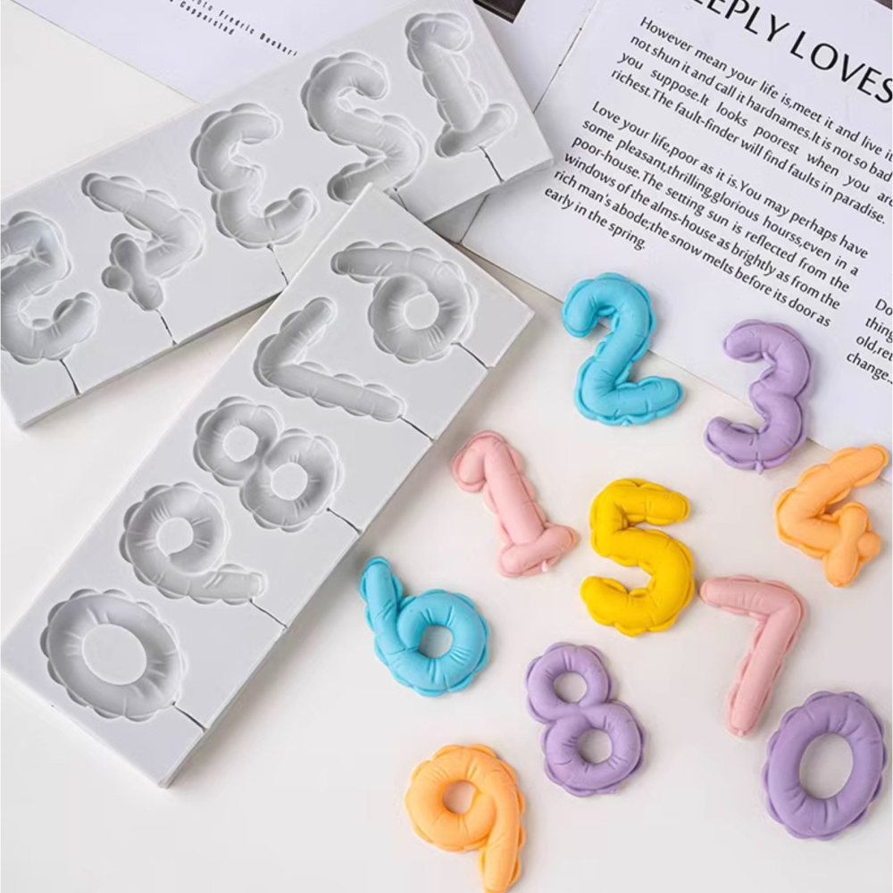 0~9氣球數字液態矽膠模具/翻糖液體矽膠模/DIY香薰石膏模具/手工皂模/創意巧克力矽膠模具-細節圖2