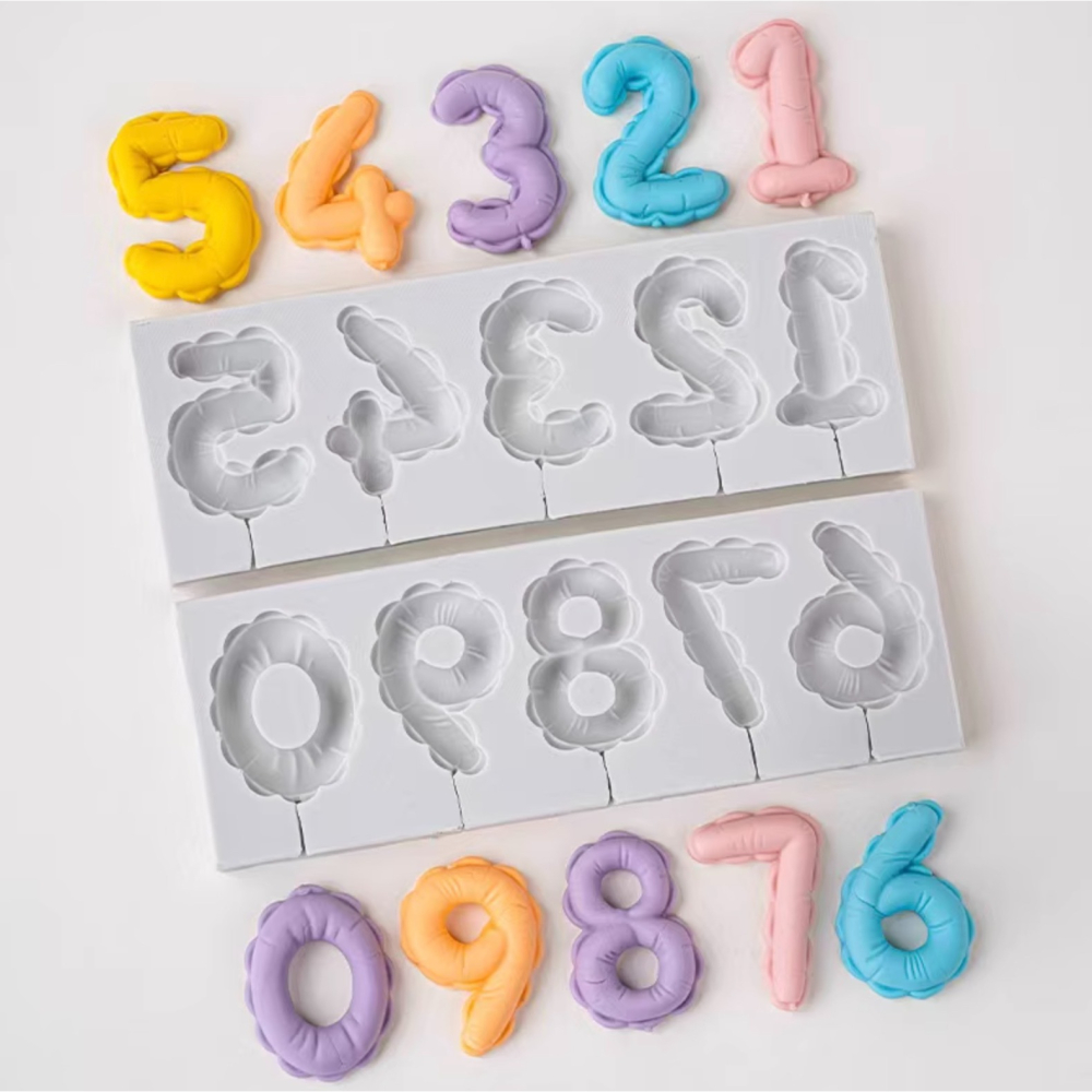 0~9氣球數字液態矽膠模具/翻糖液體矽膠模/DIY香薰石膏模具/手工皂模/創意巧克力矽膠模具-細節圖3