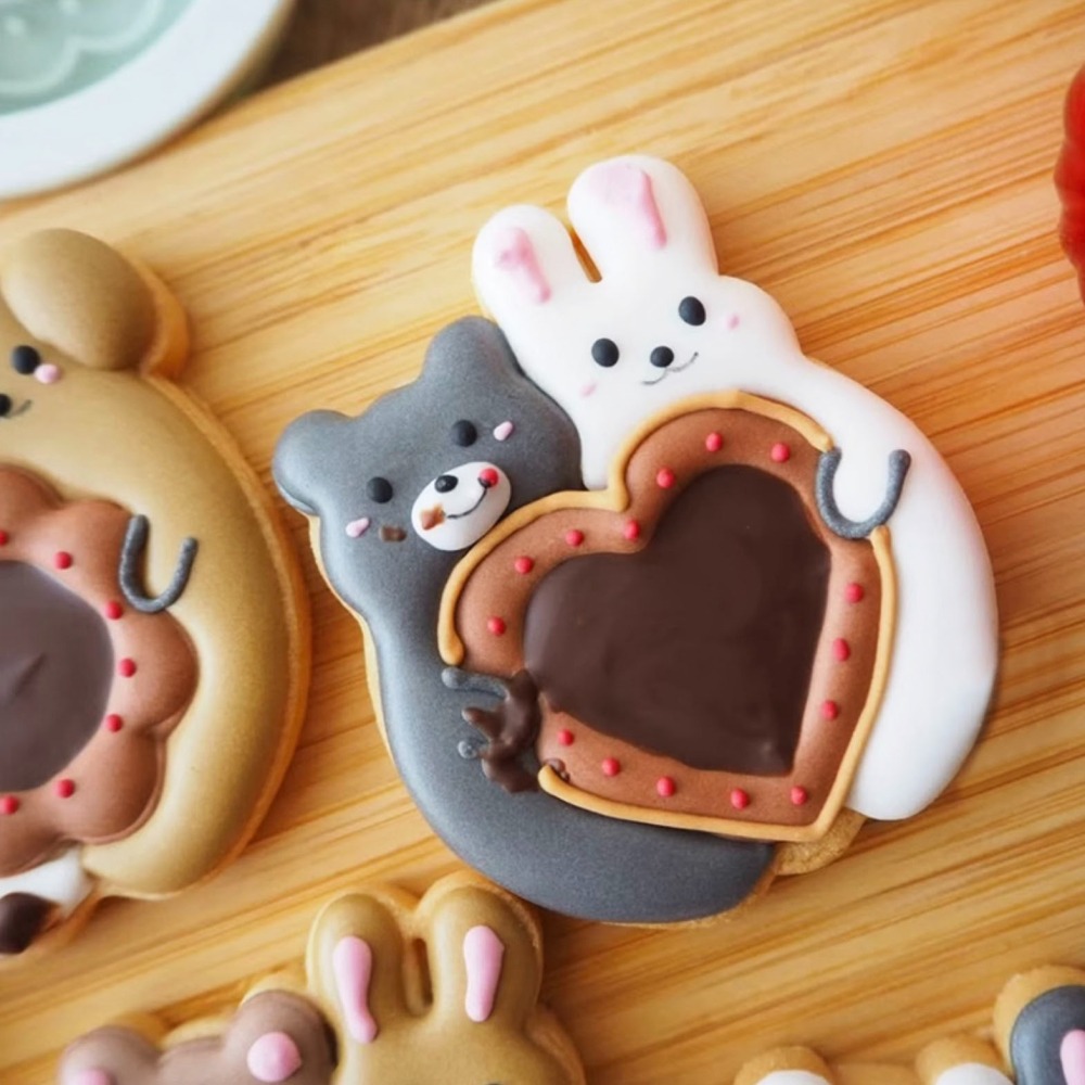 日本cotta可愛情人節小動物組合餅乾印章模具/DIY曲奇翻糖烘焙模具/按壓餅乾模/3D造型塑料餅乾壓印模具/糖花工具-細節圖3