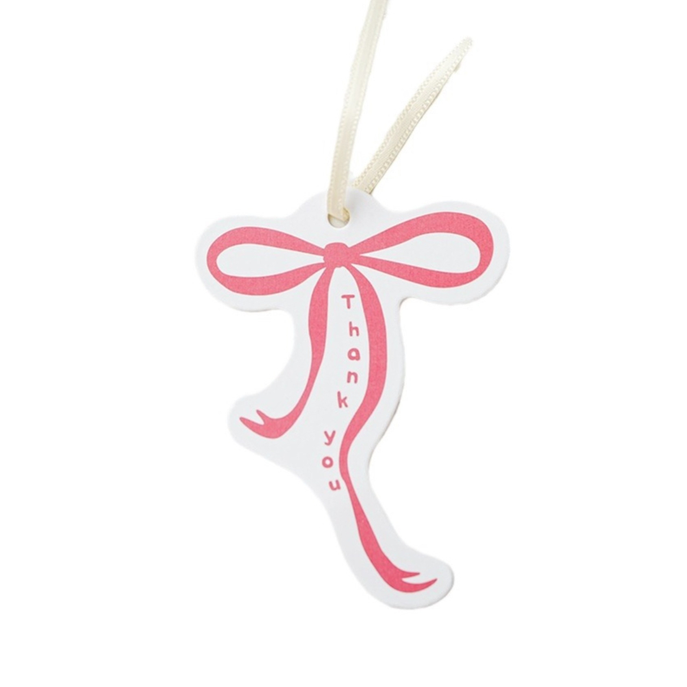 ◎20枚入◎ins風格粉紅蝴蝶結吊牌/thank you烘焙包裝配件diy禮物吊牌/禮盒裝飾吊牌插牌/異形標籤掛件吊卡/-細節圖3