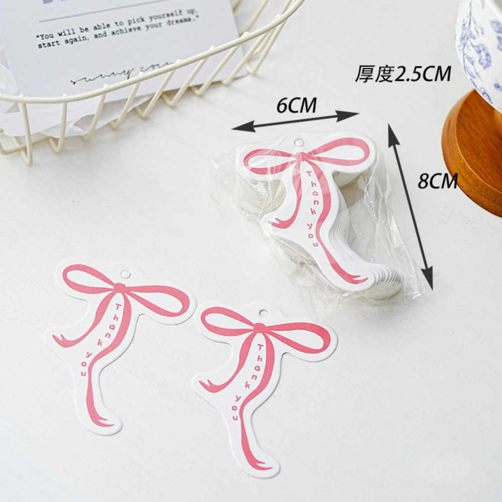 ◎20枚入◎ins風格粉紅蝴蝶結吊牌/thank you烘焙包裝配件diy禮物吊牌/禮盒裝飾吊牌插牌/異形標籤掛件吊卡/-細節圖4