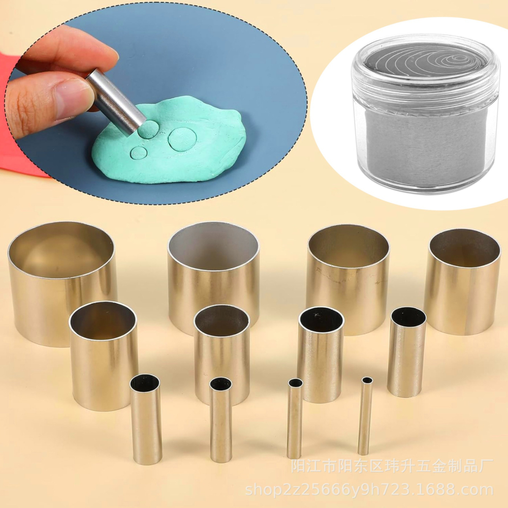 ◎7/12PCS◎不鏽鋼迷你翻糖圓切模/軟陶耳環人偶扣圓模具/空心打孔刀/超輕量黏土陶泥工具陶藝工具-細節圖5
