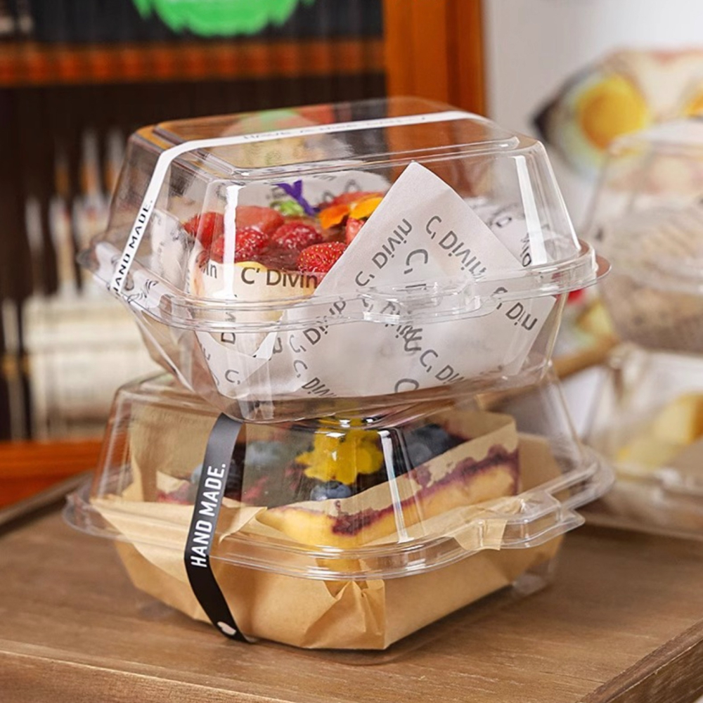 ◎5入◎年糕便當蛋糕防霧吸塑包裝盒/切塊提拉米蘇包裝盒/一次性透明三明治漢堡蛋糕甜點便當專用塑料打包盒-細節圖3