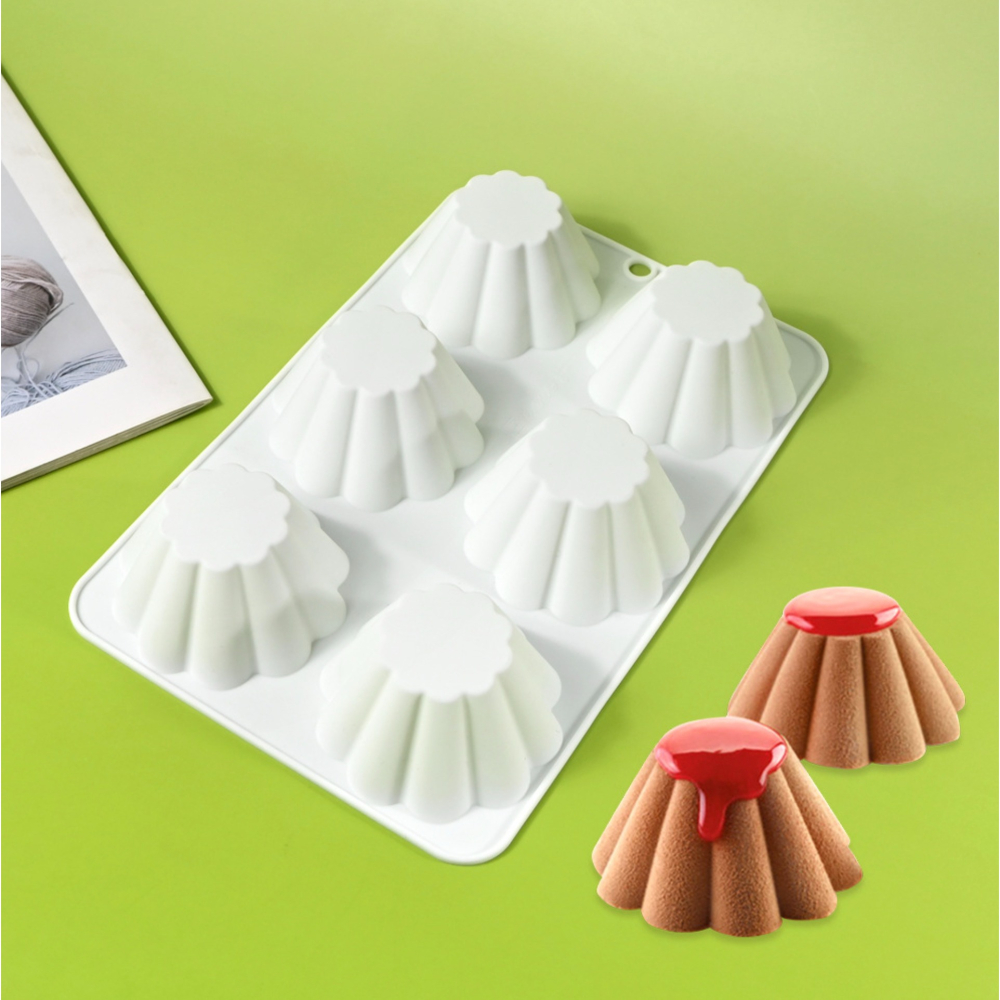◎6連◎布丁奶凍法式矽膠模具/慕斯矽膠蛋糕模/慕斯模/巧克力冰淇淋布丁慕斯模具/花邊梯形戚風蛋糕模具/香氛蠟燭手工皂模-細節圖2