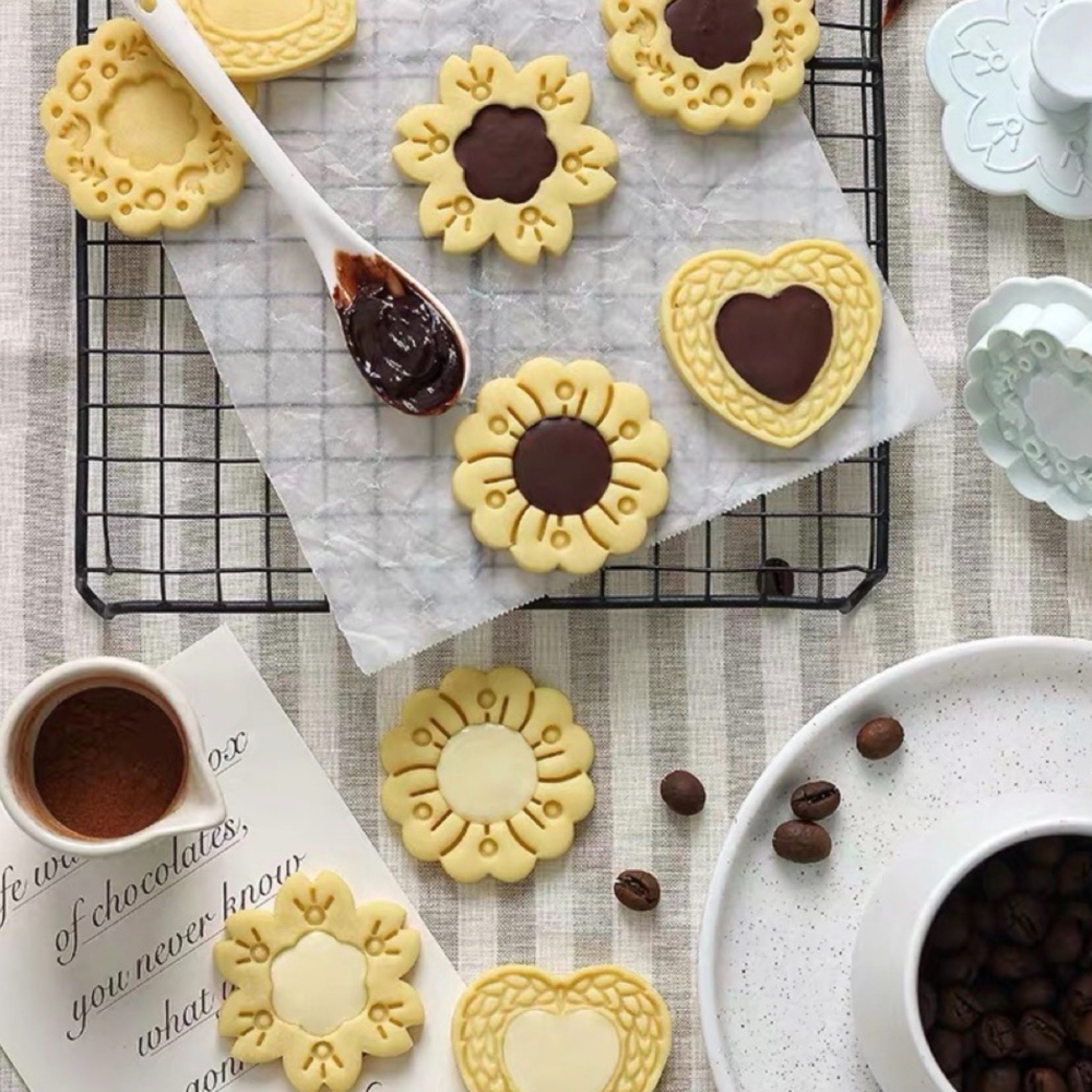 ◎4件組◎Amagour情人節愛與花海櫻花愛心花朵按壓式立體餅乾模具/北歐風餅乾饅頭模具/按壓式切模-細節圖3