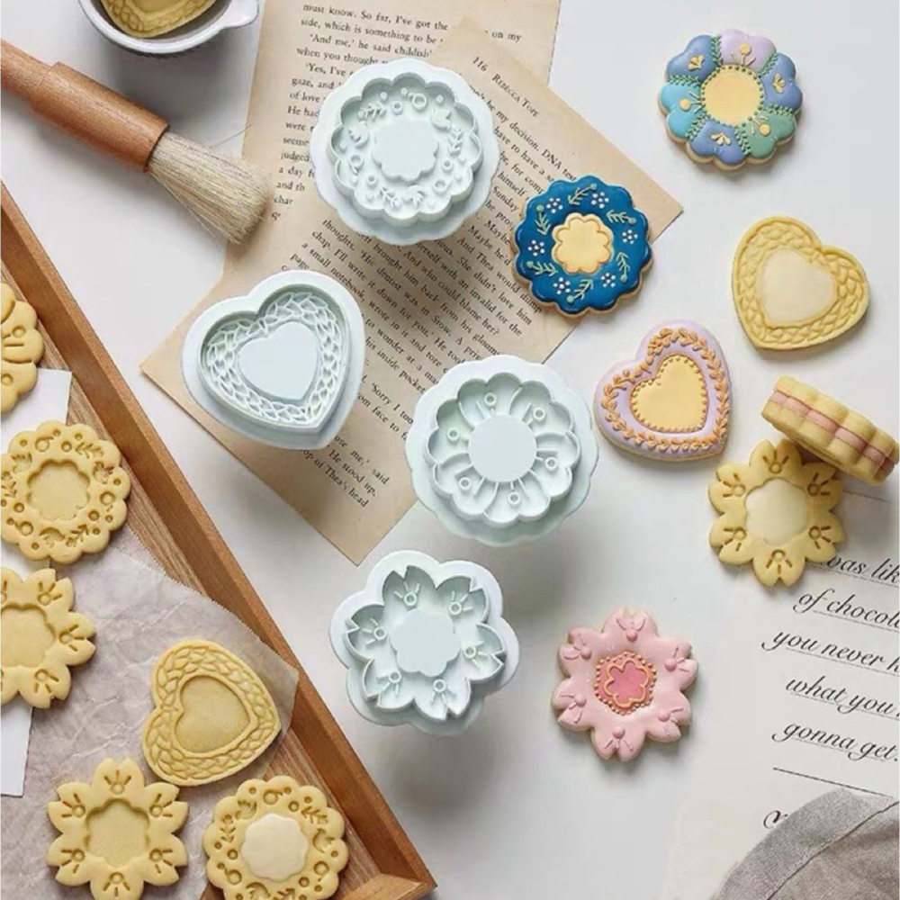 ◎4件組◎Amagour情人節愛與花海櫻花愛心花朵按壓式立體餅乾模具/北歐風餅乾饅頭模具/按壓式切模-細節圖5