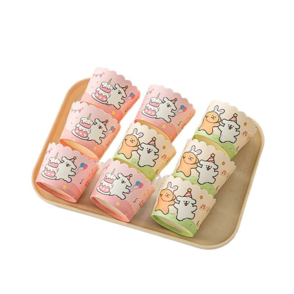 ◎50只入◎快樂小狗蒸烤兩用紙杯/氣炸鍋烤箱專用一次性紙杯/杯子蛋糕紙托/耐高溫烘焙包裝杯-細節圖7