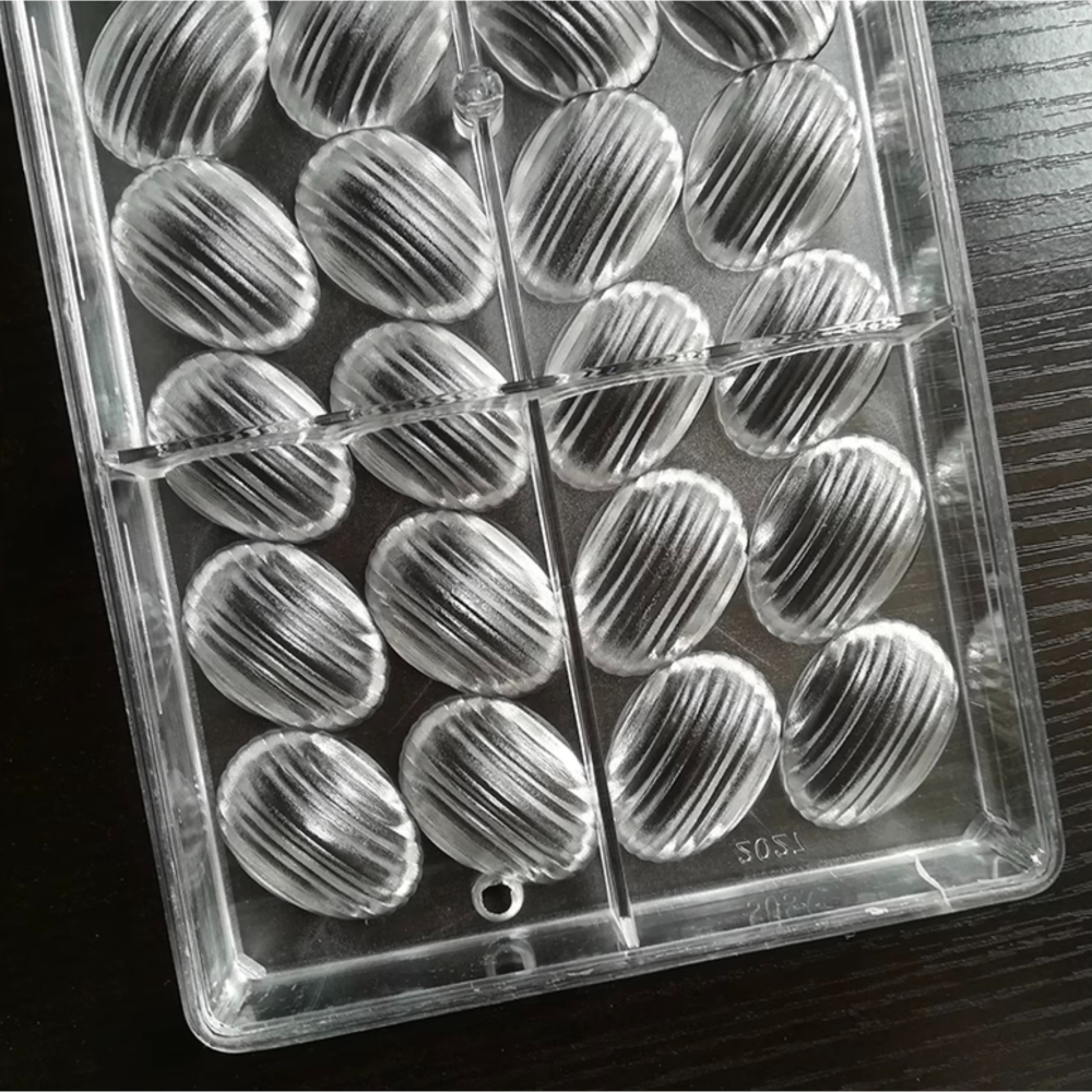 ◎24孔◎螺紋蛋型加厚巧克力模具/糖果模/巧克力pe硬質透明模具/環保塑料硬模/立體橢圓蛋型手工巧克力模具-細節圖4