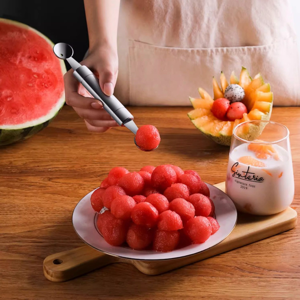 不銹鋼兩頭水果挖球器/挖勺/去籽器/冰淇淋西瓜拼盤挖匙/雙頭去籽挖囊工具-細節圖3