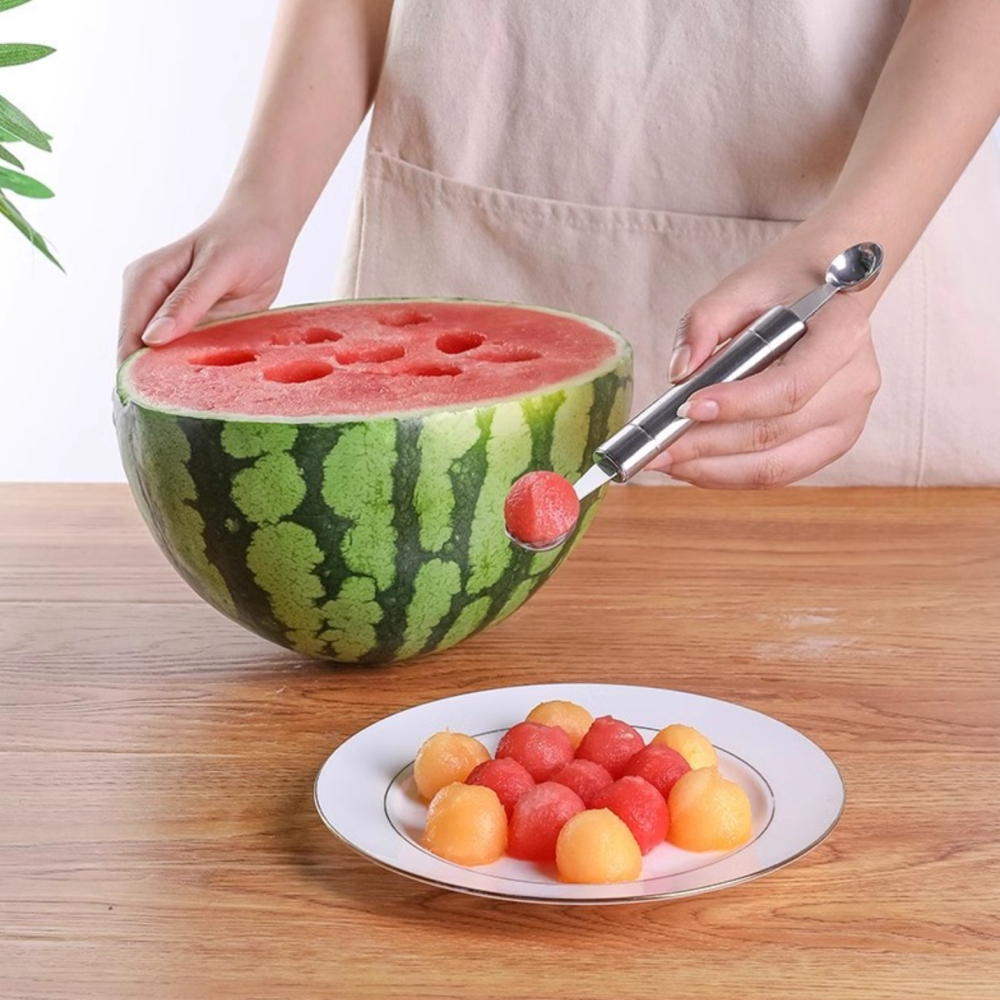 不銹鋼兩頭水果挖球器/挖勺/去籽器/冰淇淋西瓜拼盤挖匙/雙頭去籽挖囊工具-細節圖4