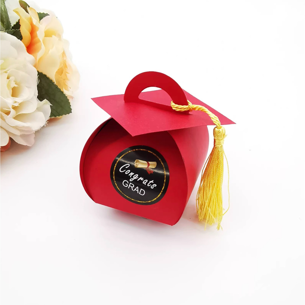 ◎5入◎畢業慶祝派對禮物盒/博士帽糖果盒/畢業季慶典學士帽喜糖盒子/巧克力牛軋糖包裝紙盒/烘焙西點婚慶包裝盒-細節圖3