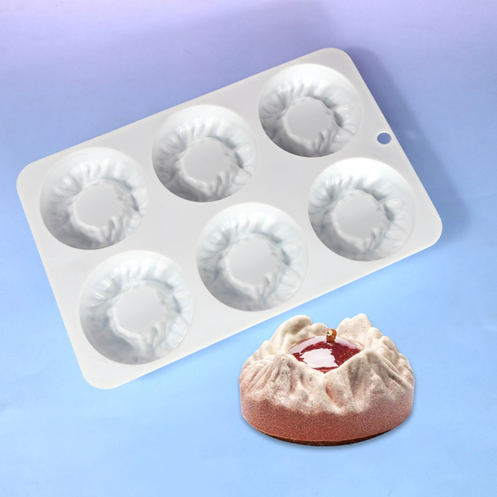 ◎6連◎法式圓型雪山造型淋面矽膠蛋糕模/巧克力冰淇淋布丁慕斯模具/圓錐形聖誕烘焙模具/蠟燭手工皂模-細節圖3