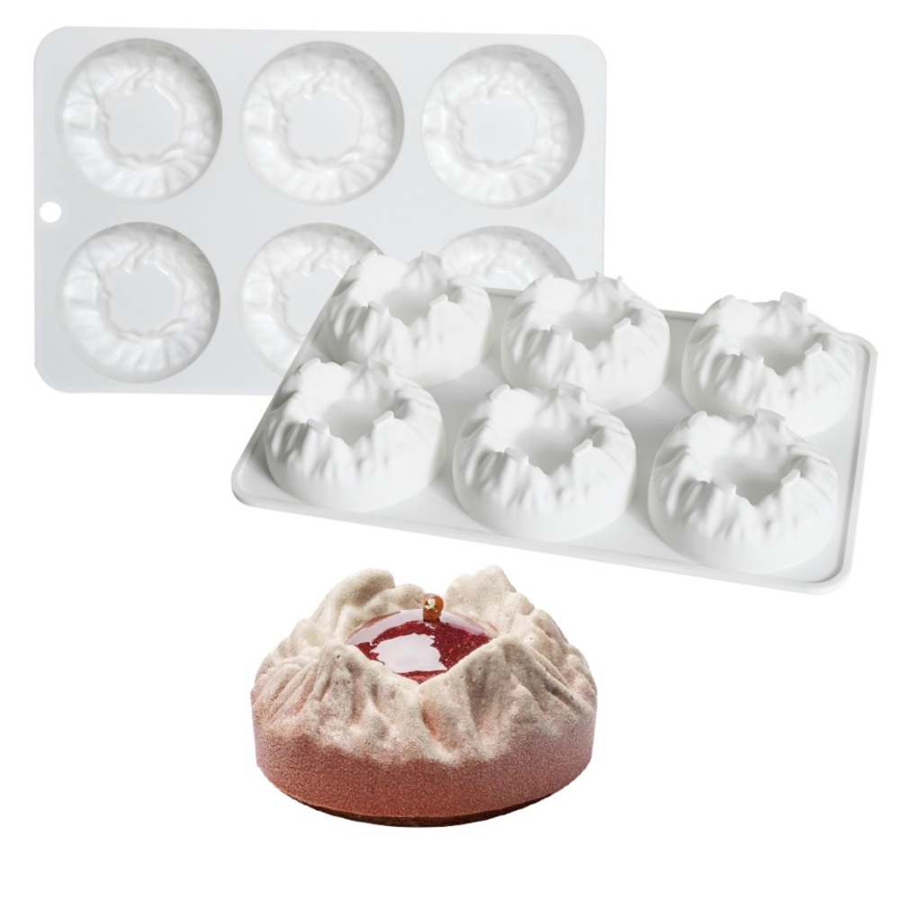 ◎6連◎法式圓型雪山造型淋面矽膠蛋糕模/巧克力冰淇淋布丁慕斯模具/圓錐形聖誕烘焙模具/蠟燭手工皂模-細節圖4