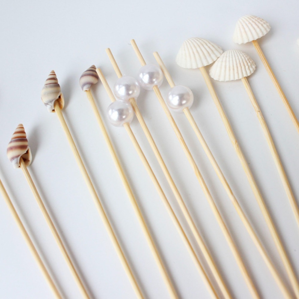 ◎20支◎木質貝殼海螺珍珠造型冰糖葫蘆竹籤/一次性漢堡造型水果籤/家庭親子DIY烘焙製作工具/海洋派對雞尾酒籤-細節圖3