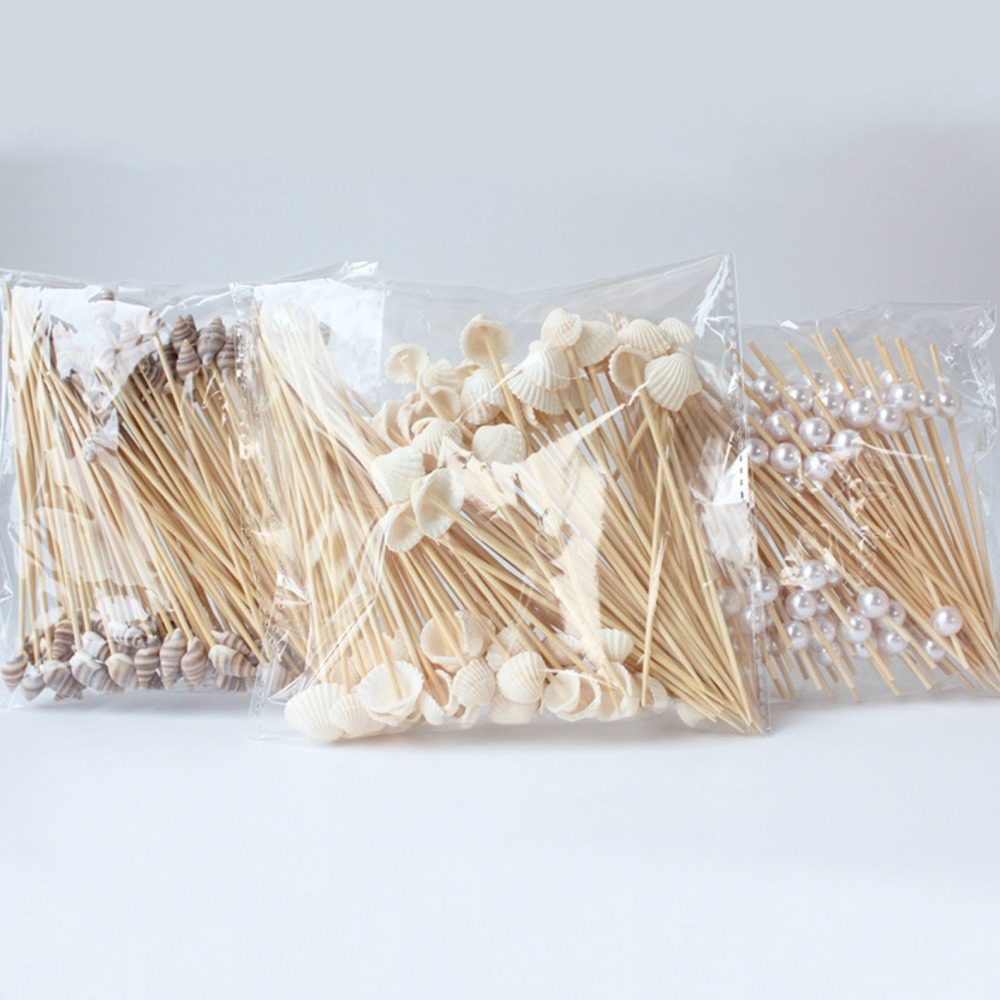 ◎20支◎木質貝殼海螺珍珠造型冰糖葫蘆竹籤/一次性漢堡造型水果籤/家庭親子DIY烘焙製作工具/海洋派對雞尾酒籤-細節圖5