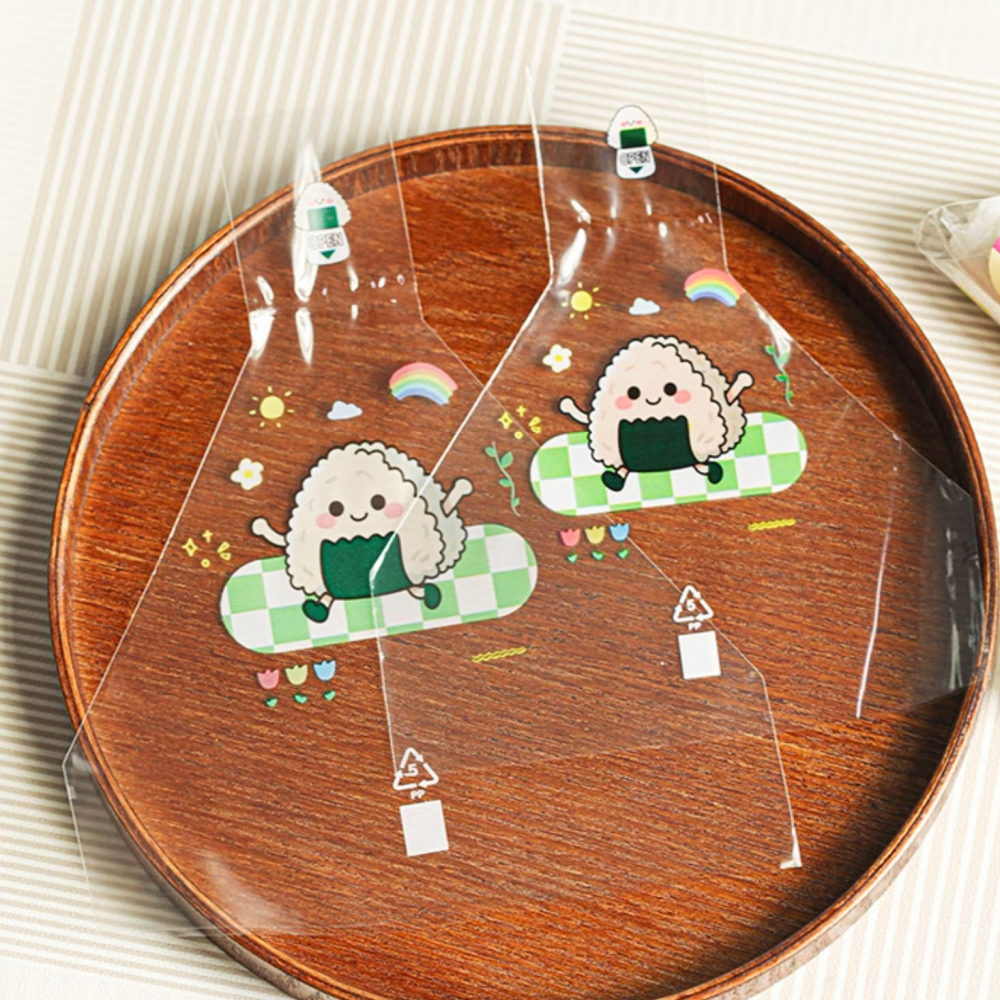 ◎約50只入◎日式飯糰君三角飯糰包裝袋/可愛日式壽司海苔打包袋/微波專用可加熱家用透明包裝紙-細節圖4