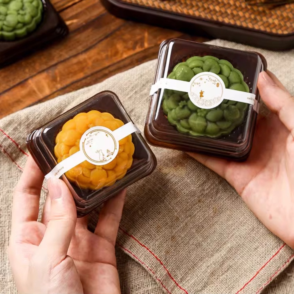 ◎50入◎50/80g用深咖啡色天地蓋月餅吸塑包裝盒/蛋黃酥包裝/月餅塑料底墊/雪媚娘底托/蛋糕盒/天地蓋月餅吸塑盒-細節圖2