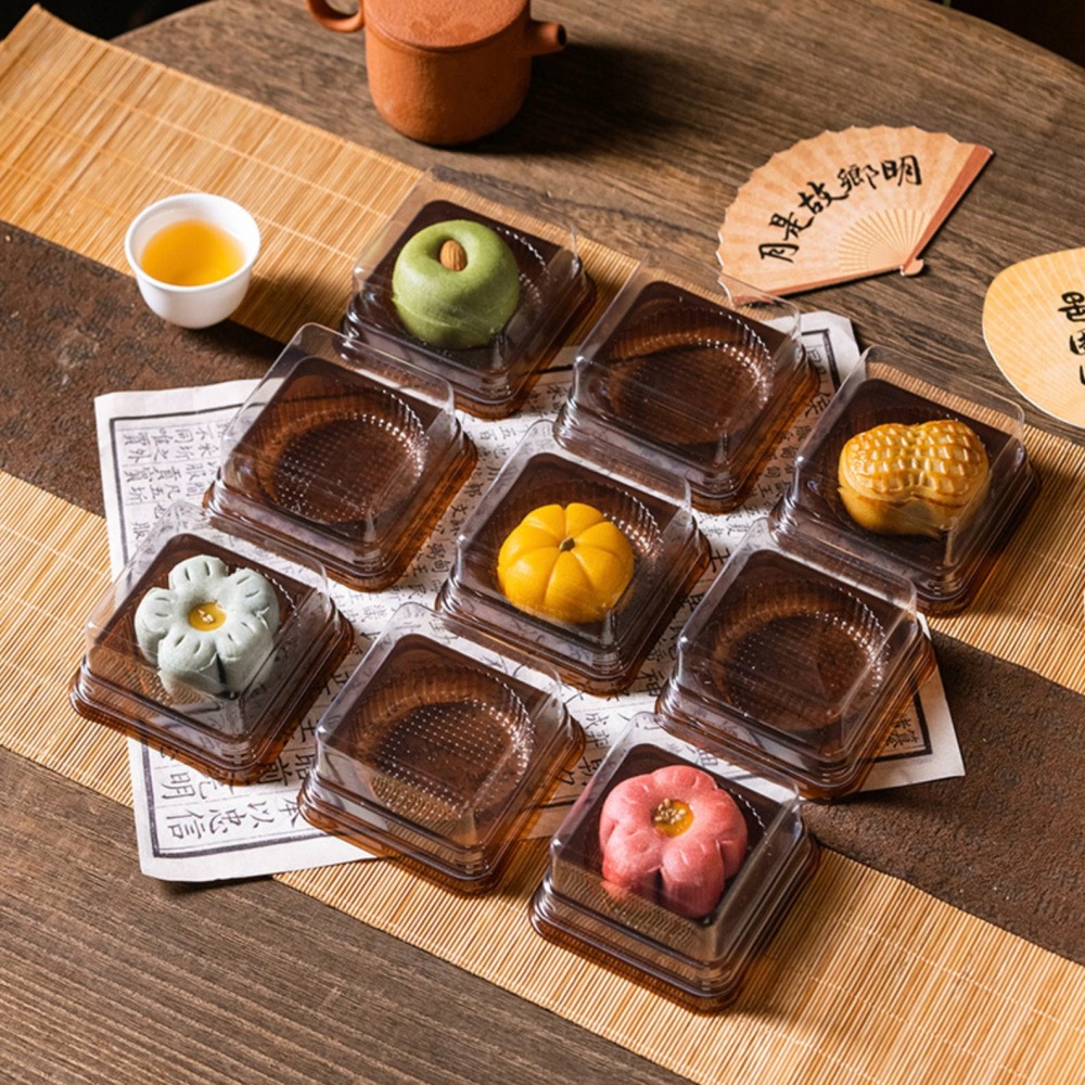 ◎50入◎50/80g用深咖啡色天地蓋月餅吸塑包裝盒/蛋黃酥包裝/月餅塑料底墊/雪媚娘底托/蛋糕盒/天地蓋月餅吸塑盒-細節圖3