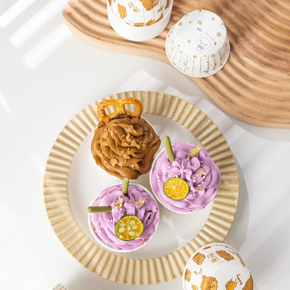 ◎50只入◎兒童節卡通捲邊蛋糕紙杯/馬芬烘焙紙杯/機制高溫瑪芬紙杯/戚風杯子蛋糕捲口紙杯/家用防油耐高溫麵包點心紙托-細節圖3