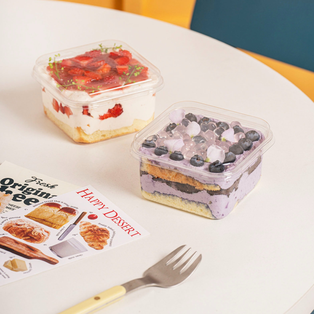 ◎5入◎方形提拉米蘇吸塑盒/豆乳蛋糕盒/一次性透明烘焙打包盒/小餐包野餐西點烘焙打包盒/透明帶蓋千層慕斯蛋糕吸塑包裝盒-細節圖5