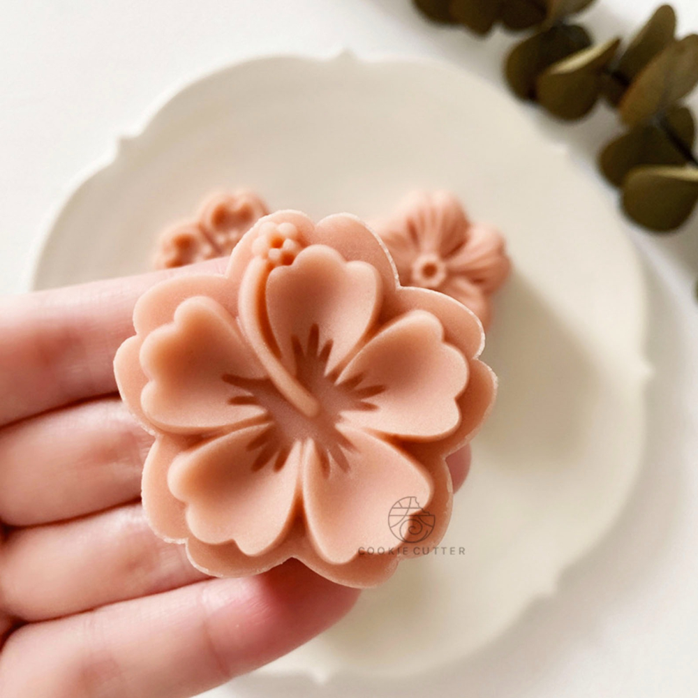 ◎50g◎立體槿櫻手壓式中秋月餅模具(1桶+4花片)/紫薯山藥糕冰皮月餅模/綠豆糕模-細節圖3