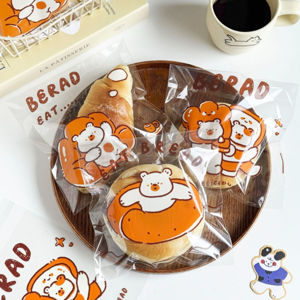 ◎17*17+3cm◎透明沙發小熊貝果麵包包裝袋三合一OPP自黏餅乾袋(約30只混裝)/點心糖果包裝袋/吐司可頌歐包自黏-細節圖5