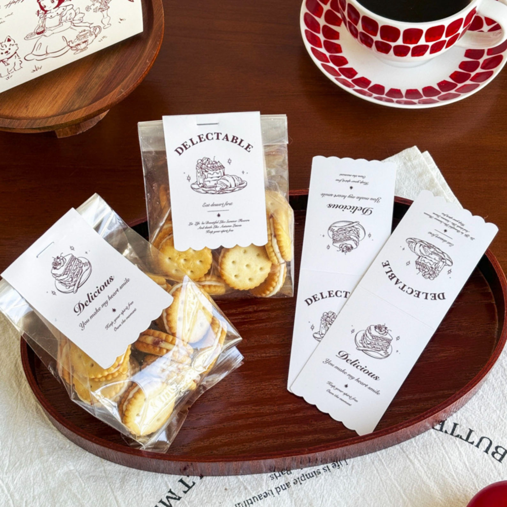 ◎10枚入◎法式英文餅乾頁眉卡頭/手繪甜品裝飾卡頭/烘焙包裝卡頭/牛軋糖雪花酥曲奇餅乾卡紙裝飾-細節圖3