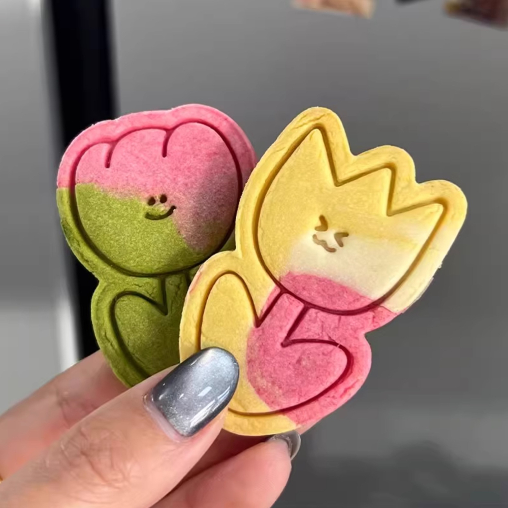 ◎3件套◎3D列印卡通笑臉鬱金香塑料餅乾模具/表情花朵餅乾模具/饅頭飯糰模具/3D列印按壓式曲奇餅乾模-細節圖2