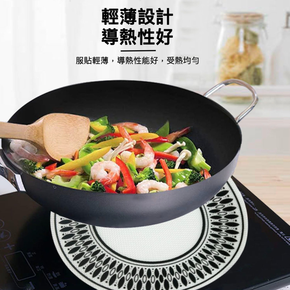 ◎Ø20/22/24/28cm◎食品級矽膠電磁爐面防護墊/掛耳式耐高溫防滑防油污易清洗電磁爐防滑墊/廚房耐高溫IH爐隔熱-細節圖4