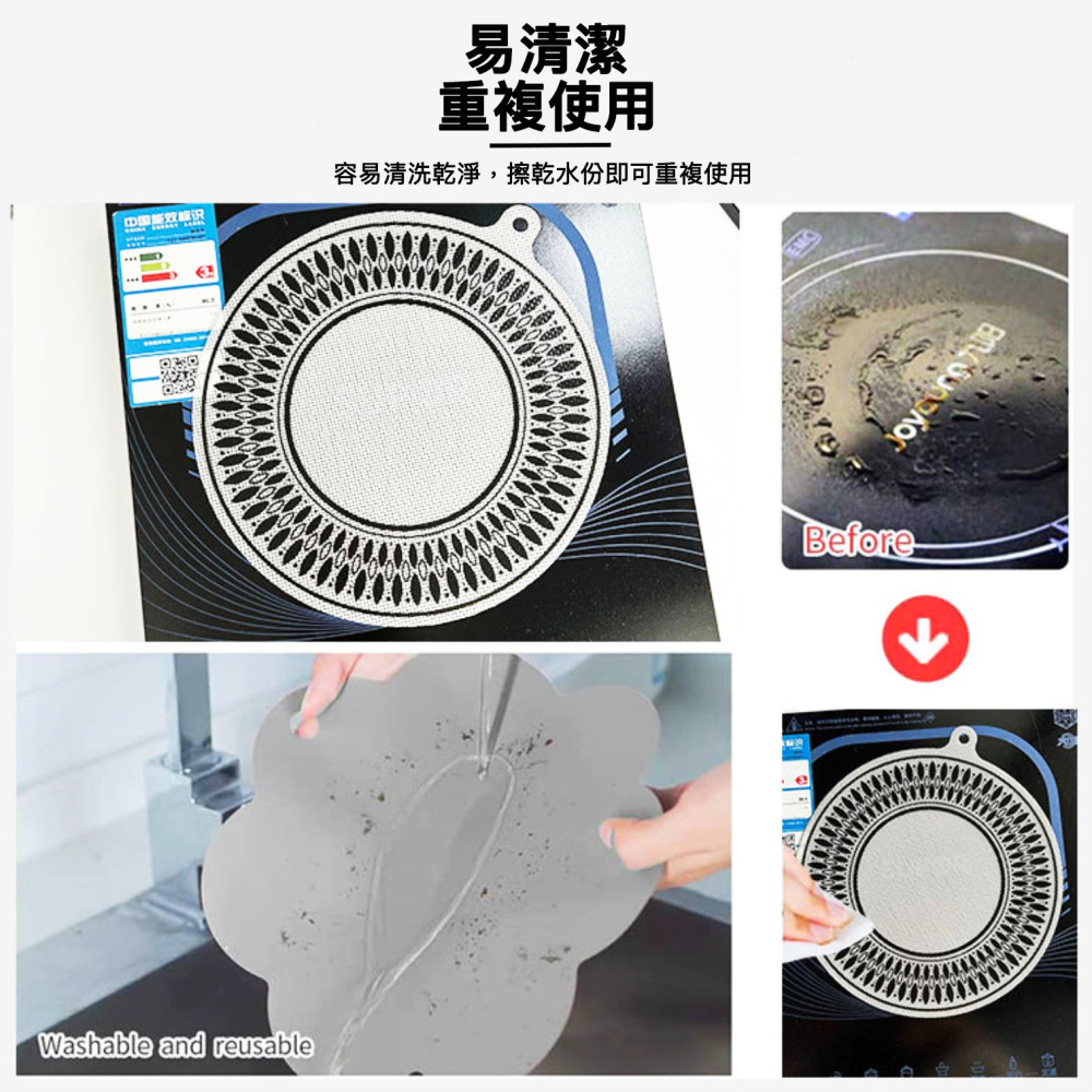 ◎Ø20/22/24/28cm◎食品級矽膠電磁爐面防護墊/掛耳式耐高溫防滑防油污易清洗電磁爐防滑墊/廚房耐高溫IH爐隔熱-細節圖7