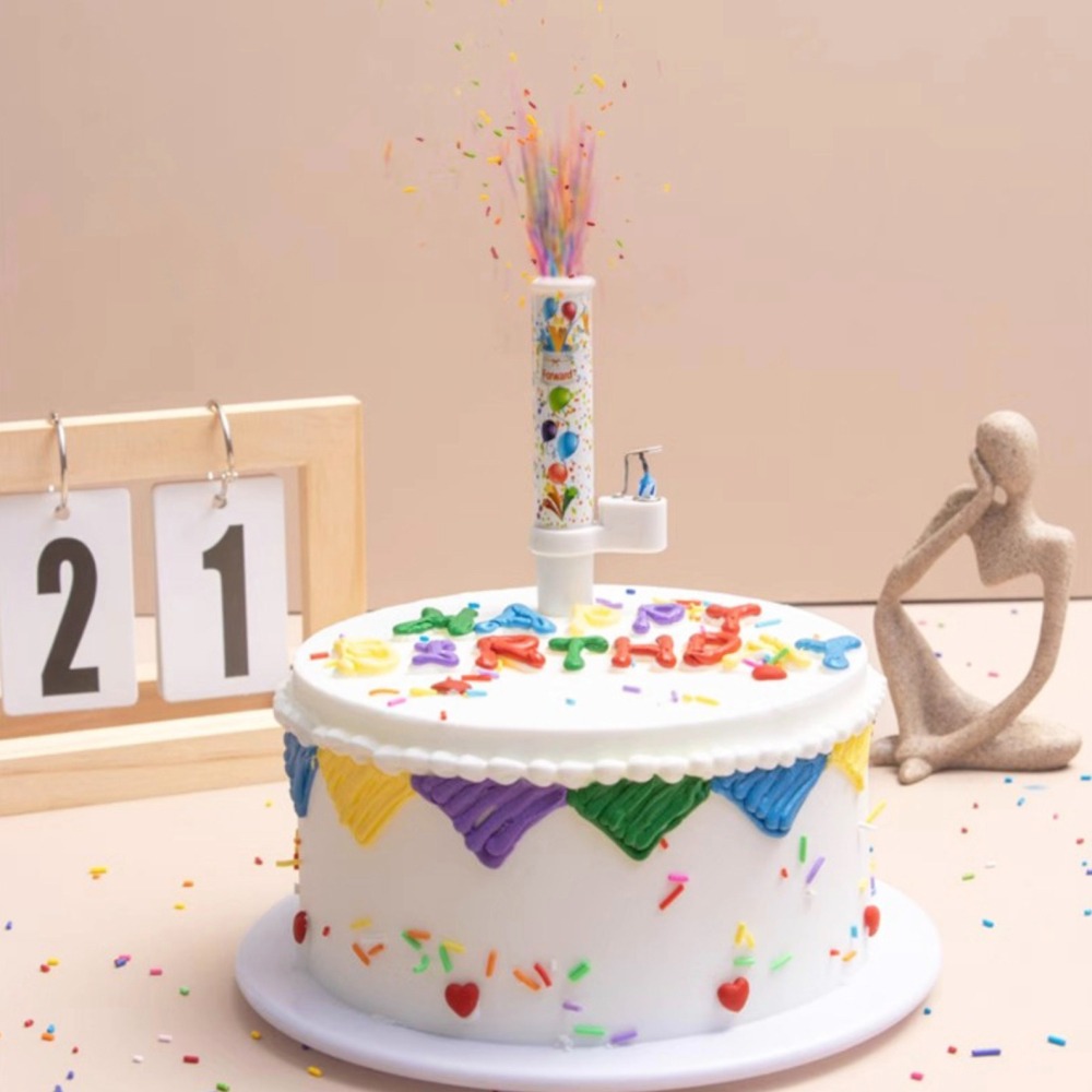 驚喜自動噴出彩色糖果生日快樂創意蛋糕裝飾音樂蠟燭/搞怪派對生日快樂蛋糕裝飾/禮花噴花許願蠟燭/無煙生日派對蠟燭/創意派對-細節圖4