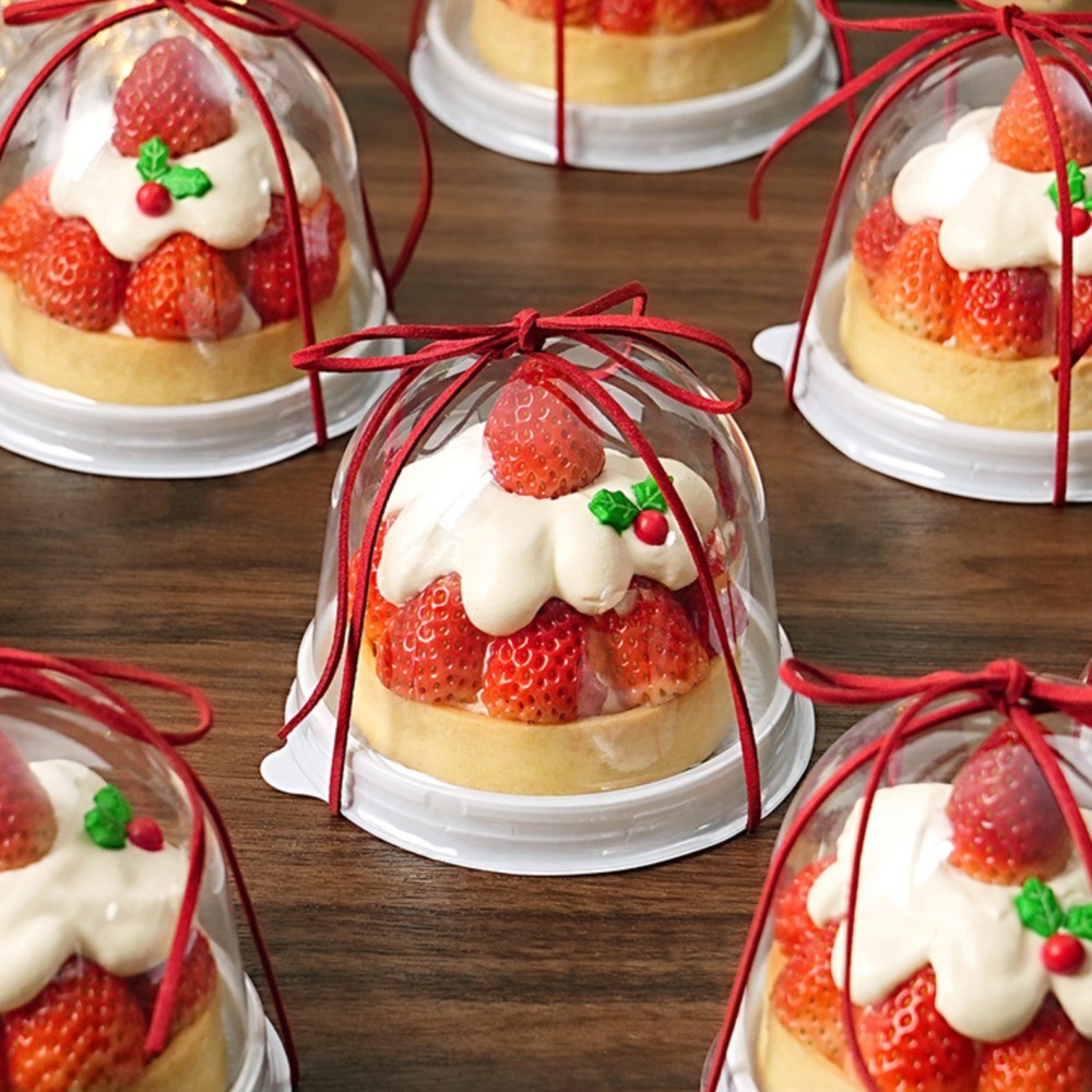 ◎10入◎2吋透明圓形聖誕小蛋糕吸塑盒/一次性透明烘焙打包盒/草莓西點打包盒子/透明半圓球帶蓋千層慕斯蛋糕吸塑包裝盒-細節圖4
