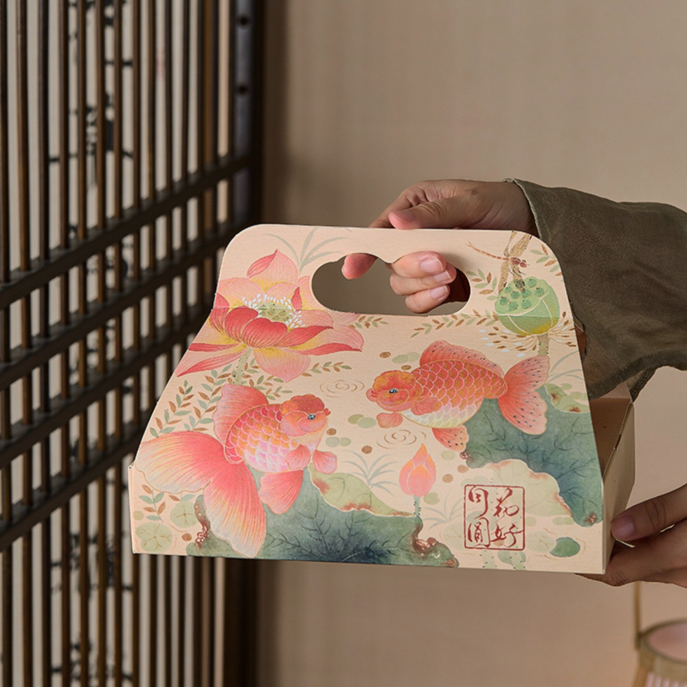 ◎2入◎金魚花好月圓月餅蛋黃酥手提式包裝盒/中秋禮盒蛋黃酥手提盒/禮品紙盒/月餅包裝禮物盒-細節圖6