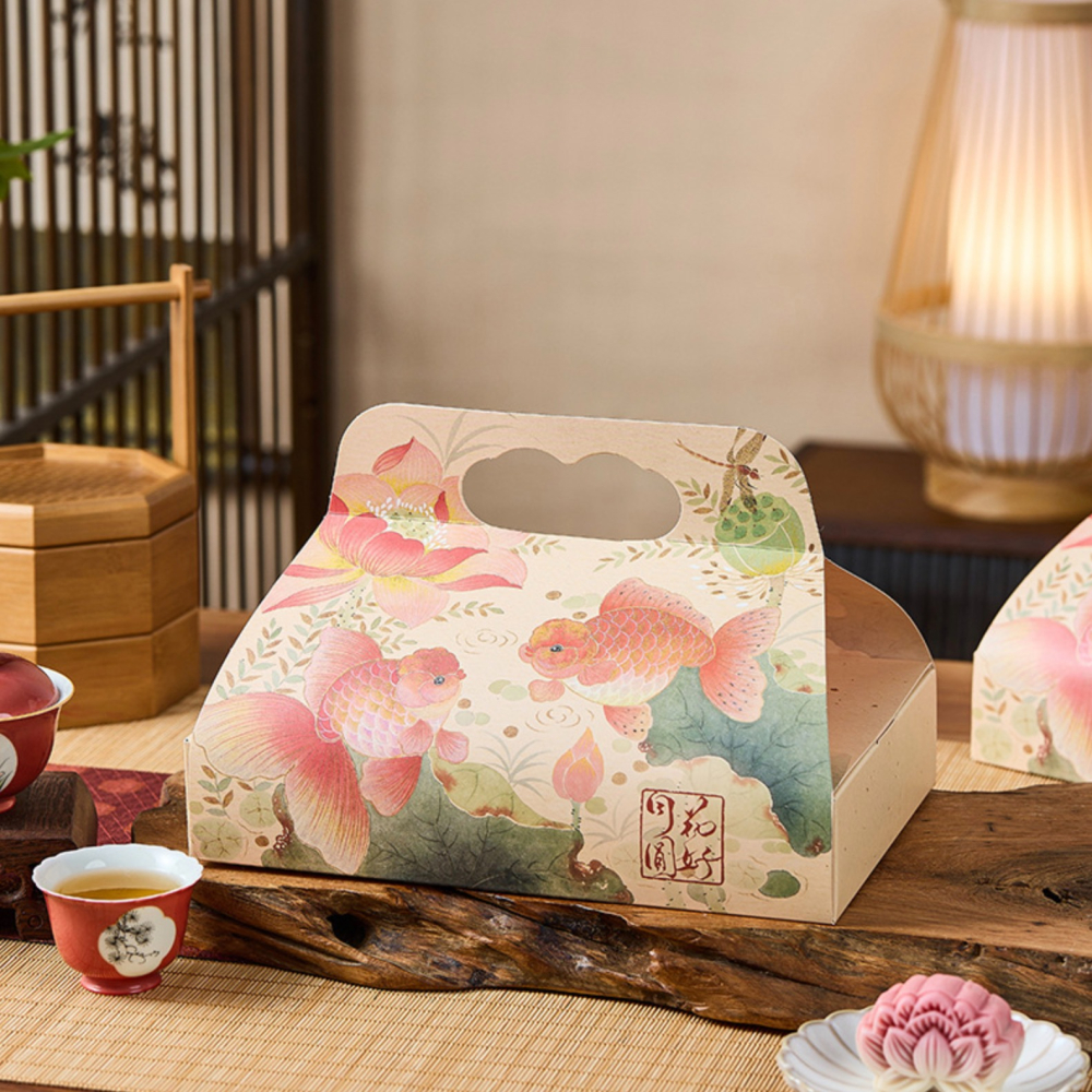◎2入◎金魚花好月圓月餅蛋黃酥手提式包裝盒/中秋禮盒蛋黃酥手提盒/禮品紙盒/月餅包裝禮物盒-細節圖7