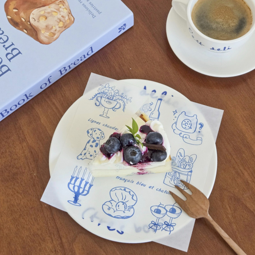 ◎20張◎18x18cm藍色蘇打輕法三明治包裝油紙/家用一次性防油紙墊/漢堡淋膜紙/打包飯糰煎手抓餅食品點心包裝用紙/烘-細節圖3