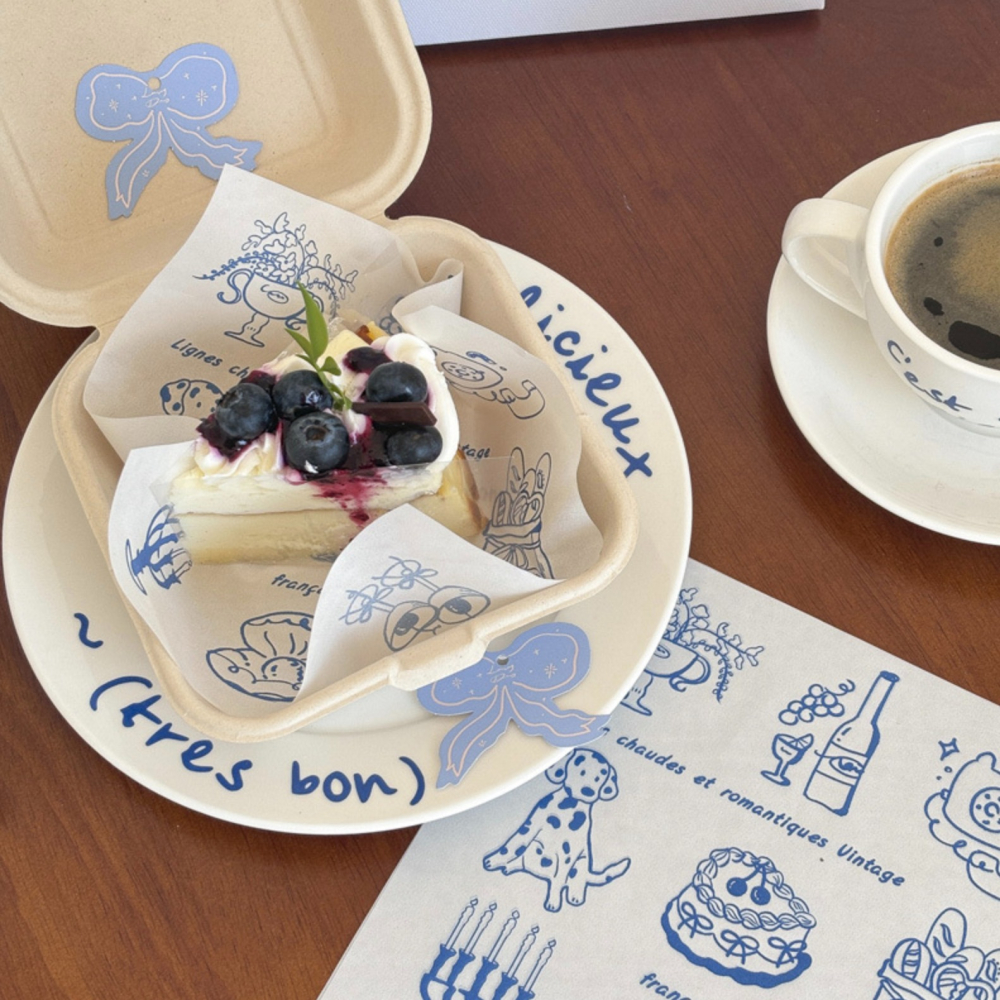 ◎20張◎18x18cm藍色蘇打輕法三明治包裝油紙/家用一次性防油紙墊/漢堡淋膜紙/打包飯糰煎手抓餅食品點心包裝用紙/烘-細節圖4