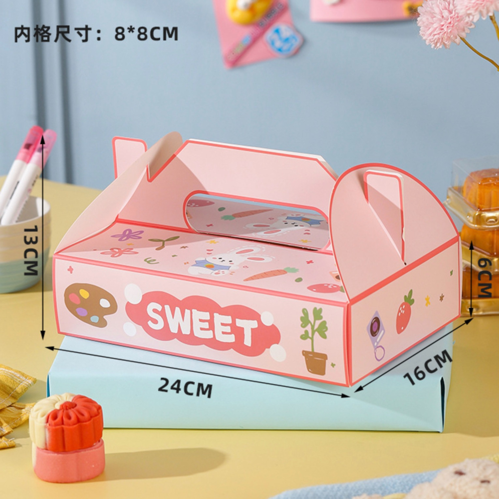 ◎2入◎粉色SWEET6粒式中秋節手提禮盒/提盒包裝盒/團購禮品袋提盒/烘焙禮盒牛軋糖曲奇餅乾盒子/雪花酥牛軋糖糖果餅乾-細節圖7