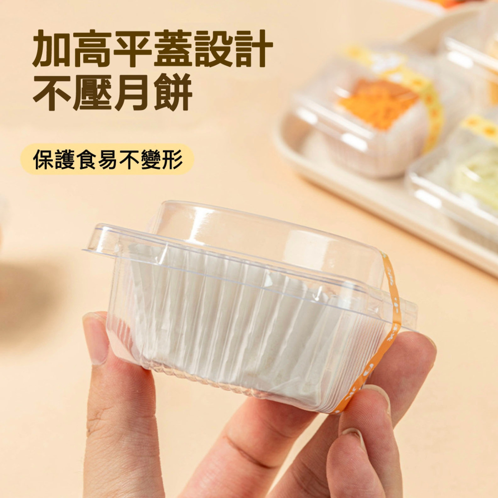 ◎50g/80g/100g◎天圓地方圓平單個裝加厚密封吸塑包裝西點盒(約50個入)/新一代改良型全透明月餅烘焙糕點盒/西-細節圖2